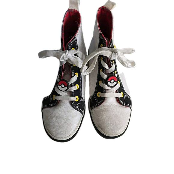 Ground Up White Pokemon Pikachu Lace Up High Top Sneakers Shoes Boys Size 4 - Picture 2 of 7